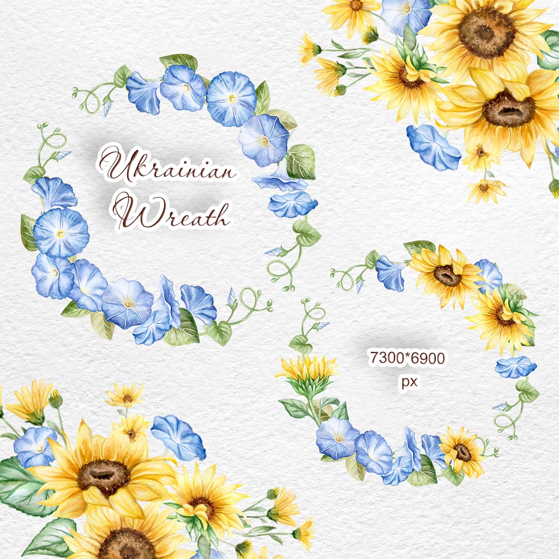 Ukraine Watercolor Flowers Clipart previews.