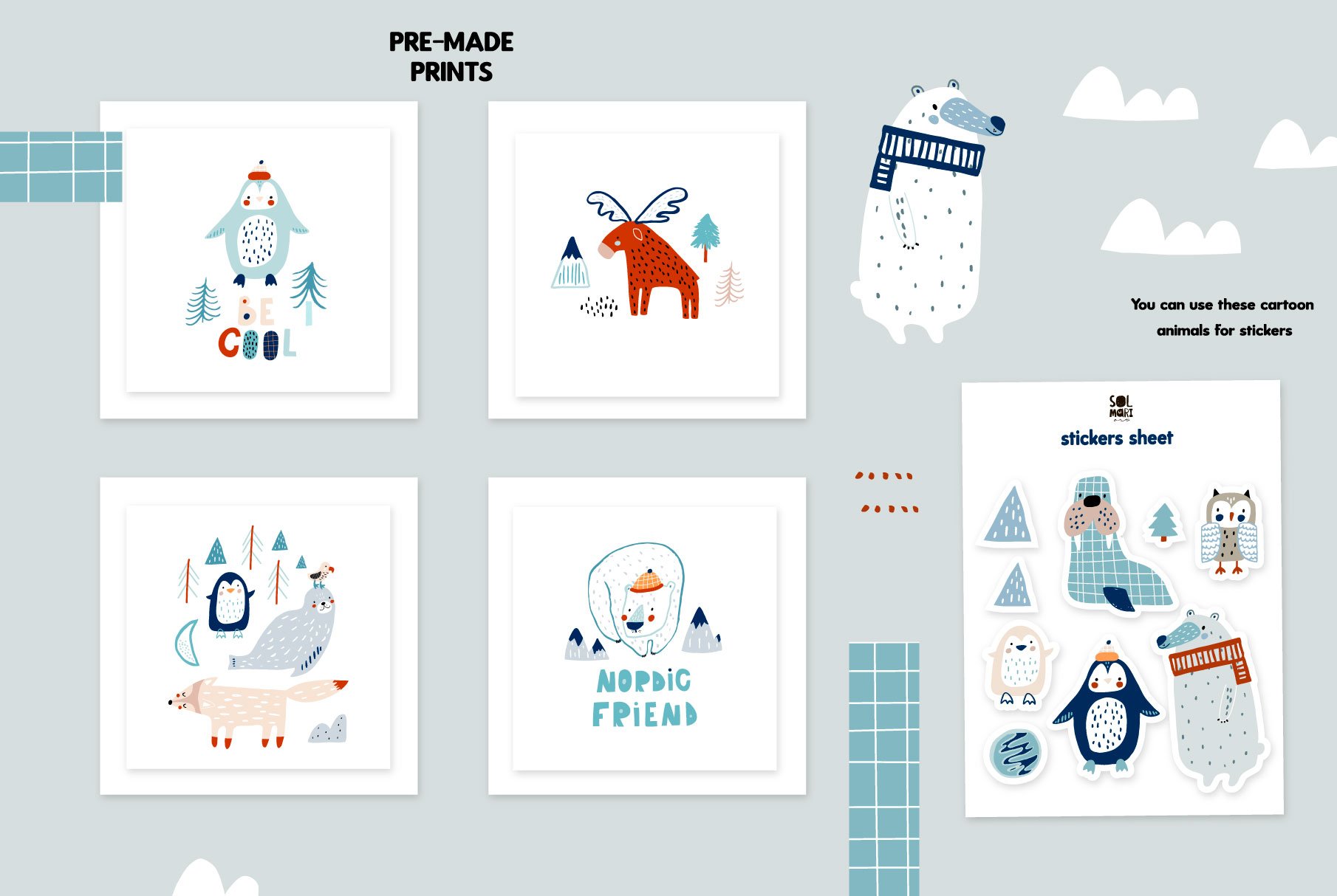 Some illustrations with polar animals.