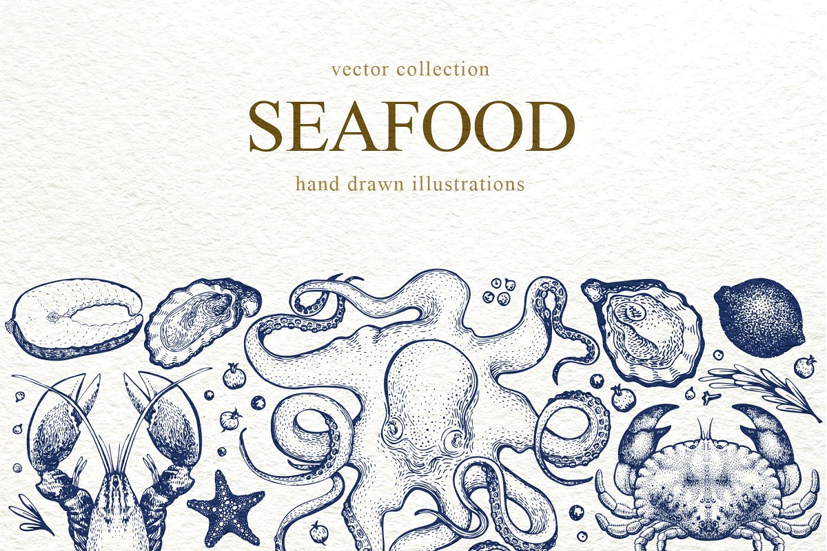 Cover image of Seafood Vector Collection.