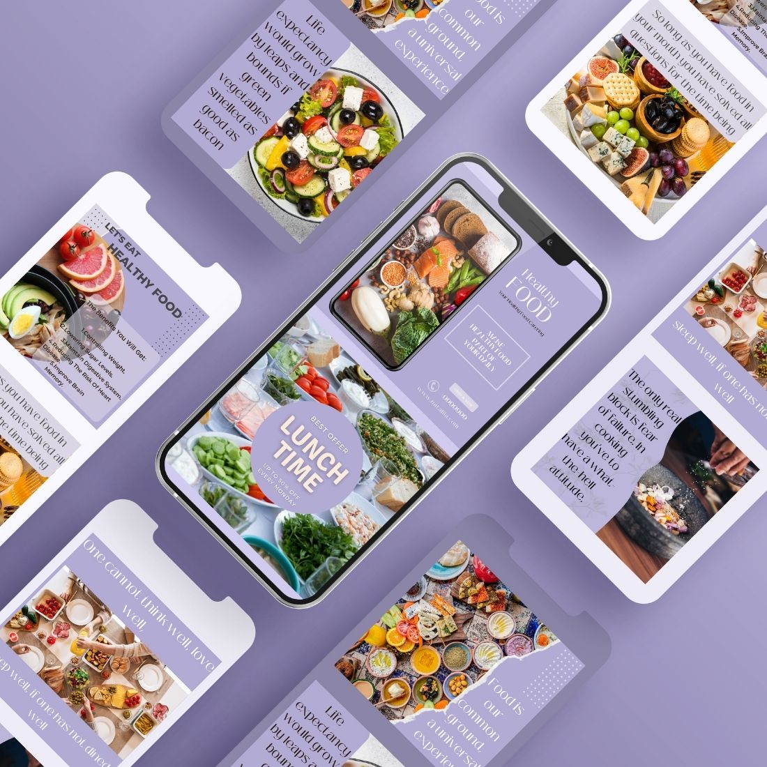 100 Social Media templates about Nutrition, Food and Health.