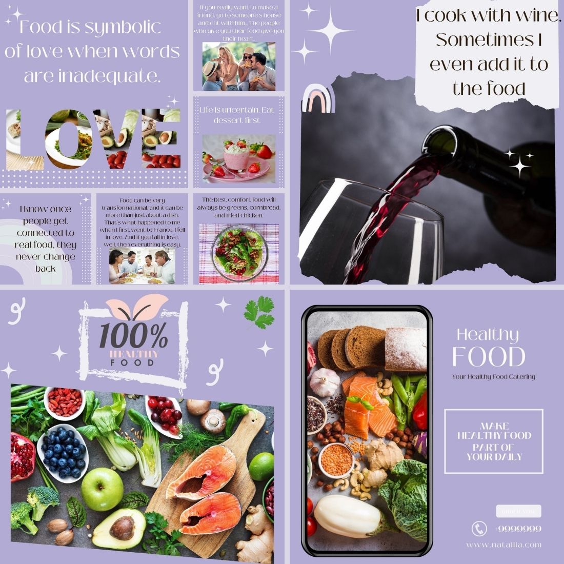 100 Social Media templates about Nutrition, Food and Health