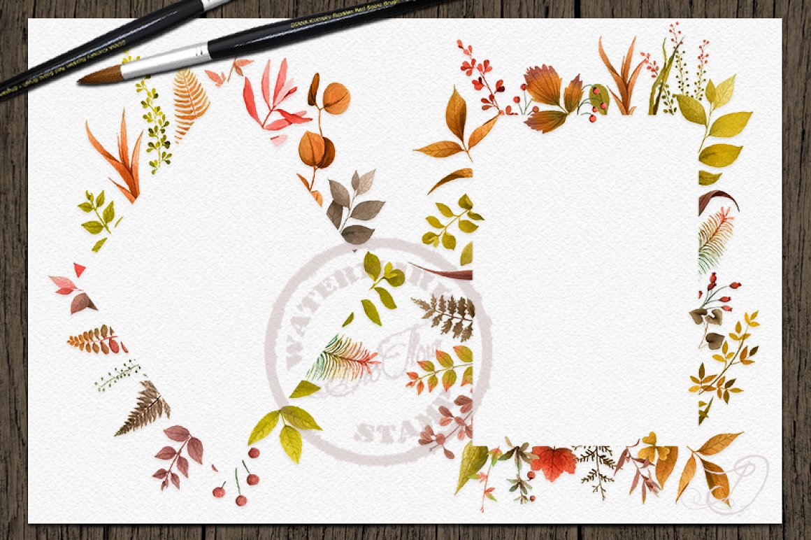 Creative frames with autumn leaves.