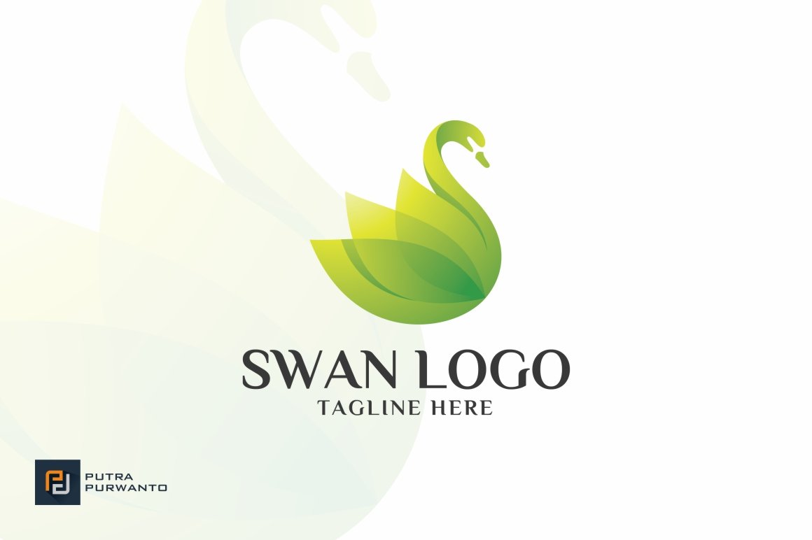 Bright green swan logo.