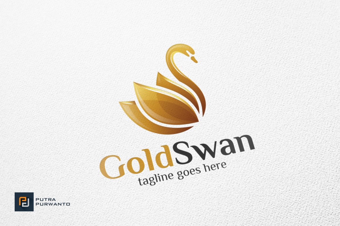 Luxury gold swan logo.