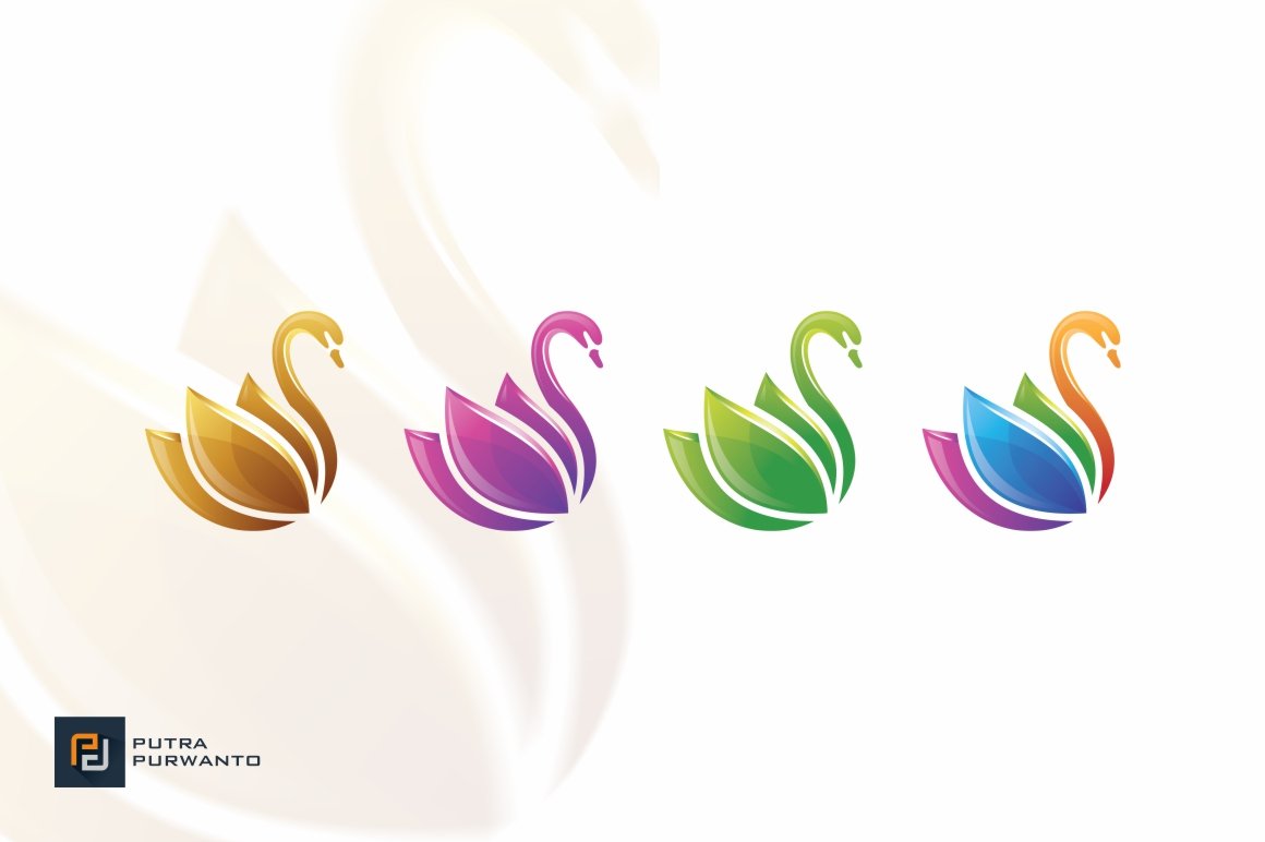 Multicolor swan logos.