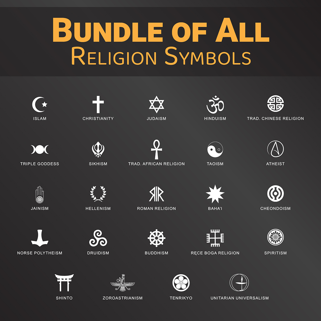 preview Bundle of All Religious Symbols - Vector Ai and EPS file