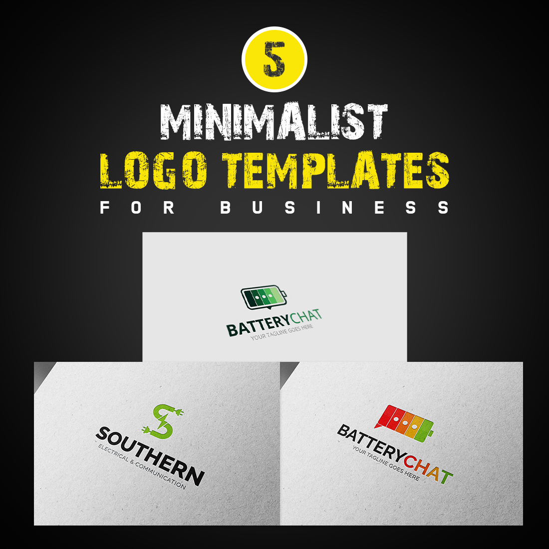preview 5 Simple & Minimalist Logo Templates For Business.