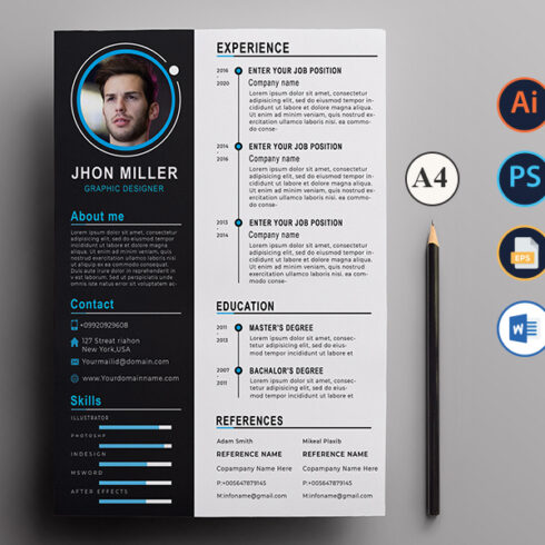 Clean & Modern Resume /CV Template | MasterBundles