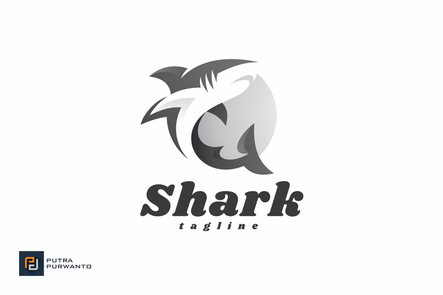 Shark Logo in B&W.
