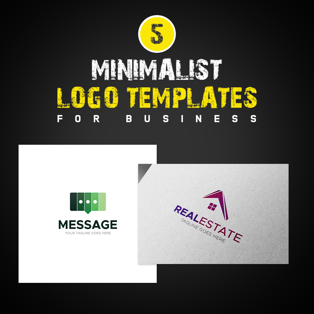5 Simple & Minimalist Logo Templates For Business cover image.