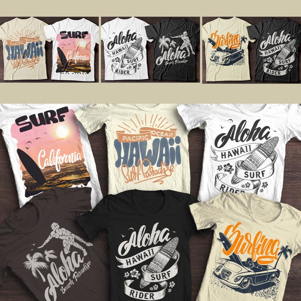 Pack of 6 Summer T-shirts designs - MasterBundles