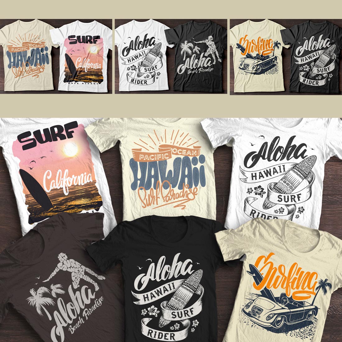 preview Pack of 6 Summer T-shirts Designs.