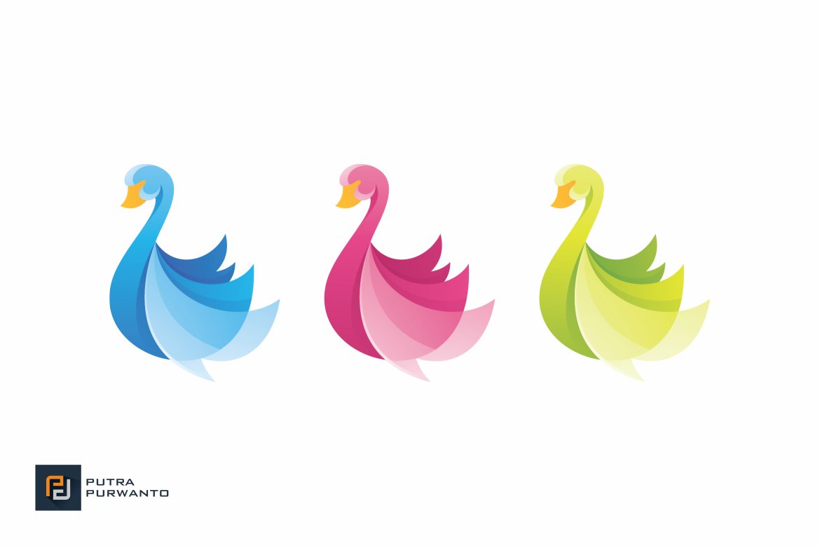 Three colorful options of swan goose.