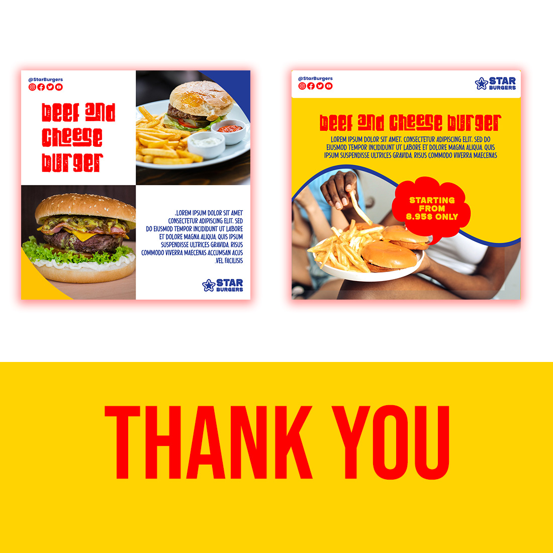 Burger Social Media Post ( Fast Food - Hamburger) - instagram post