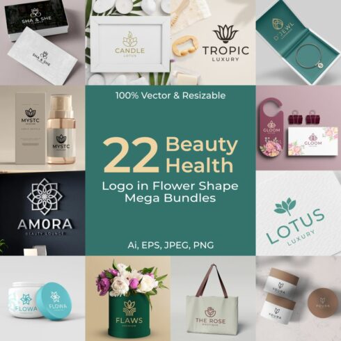 22 Minimal Floral Logo Beauty Or Health Bundle Cover Image.