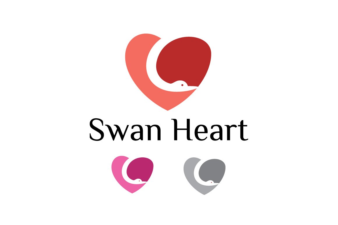 Three swan heart logos options.