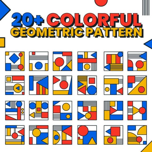 20 Plus Colorful Geometric Shape Pattern Cover Image.