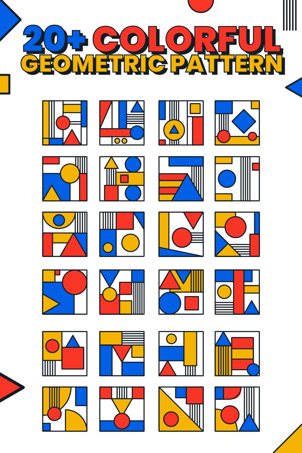 20 Plus Colorful Geometric Shape Pattern Pinterest Image.
