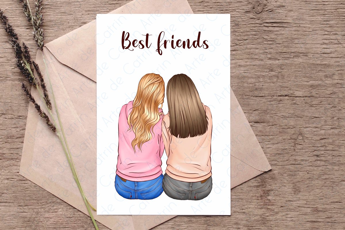 Best friends card design.