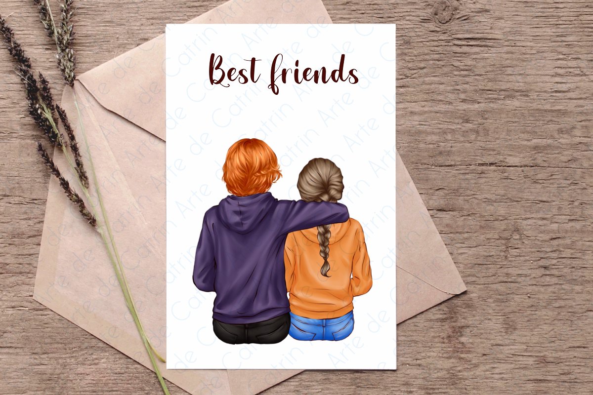 Printed best friends design elements.