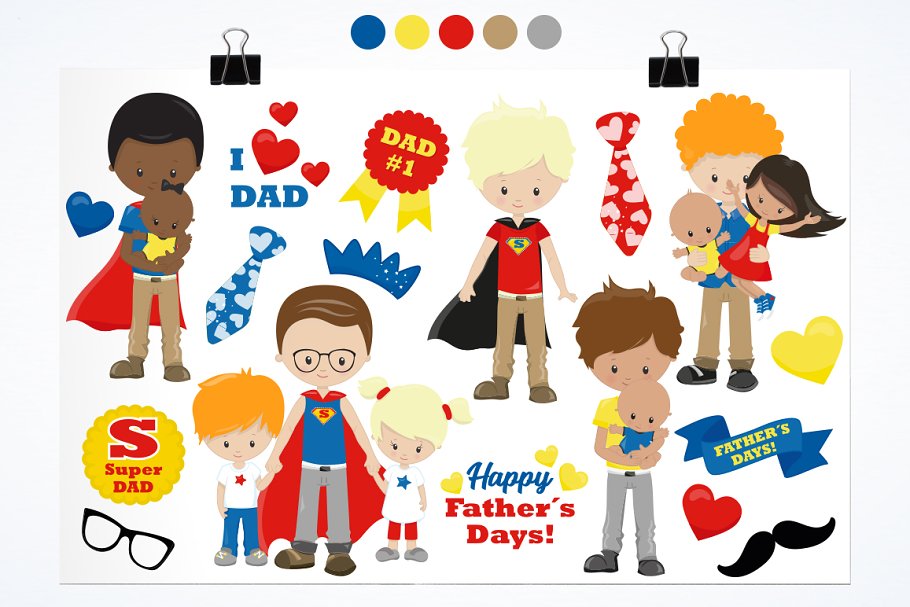 Cute fathers day themed elements.