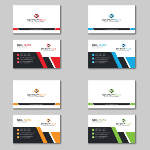 preview iamge Corporate Professional Creative Clean Business Card Design Template with 4 Colors.
