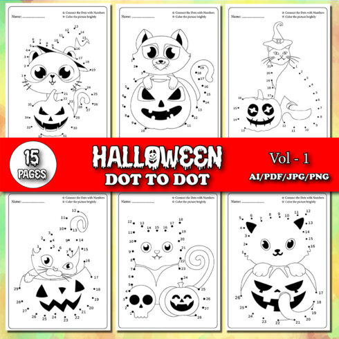 Halloween Dot To Dot For Kids Cover Image.