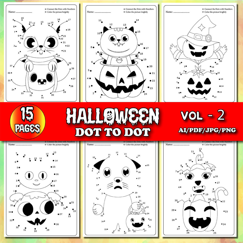 Halloween Dot To Dot for Kids Vol - 2 - MasterBundles