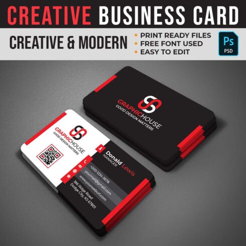 Creative And Professional Business Card Template Cover Image.