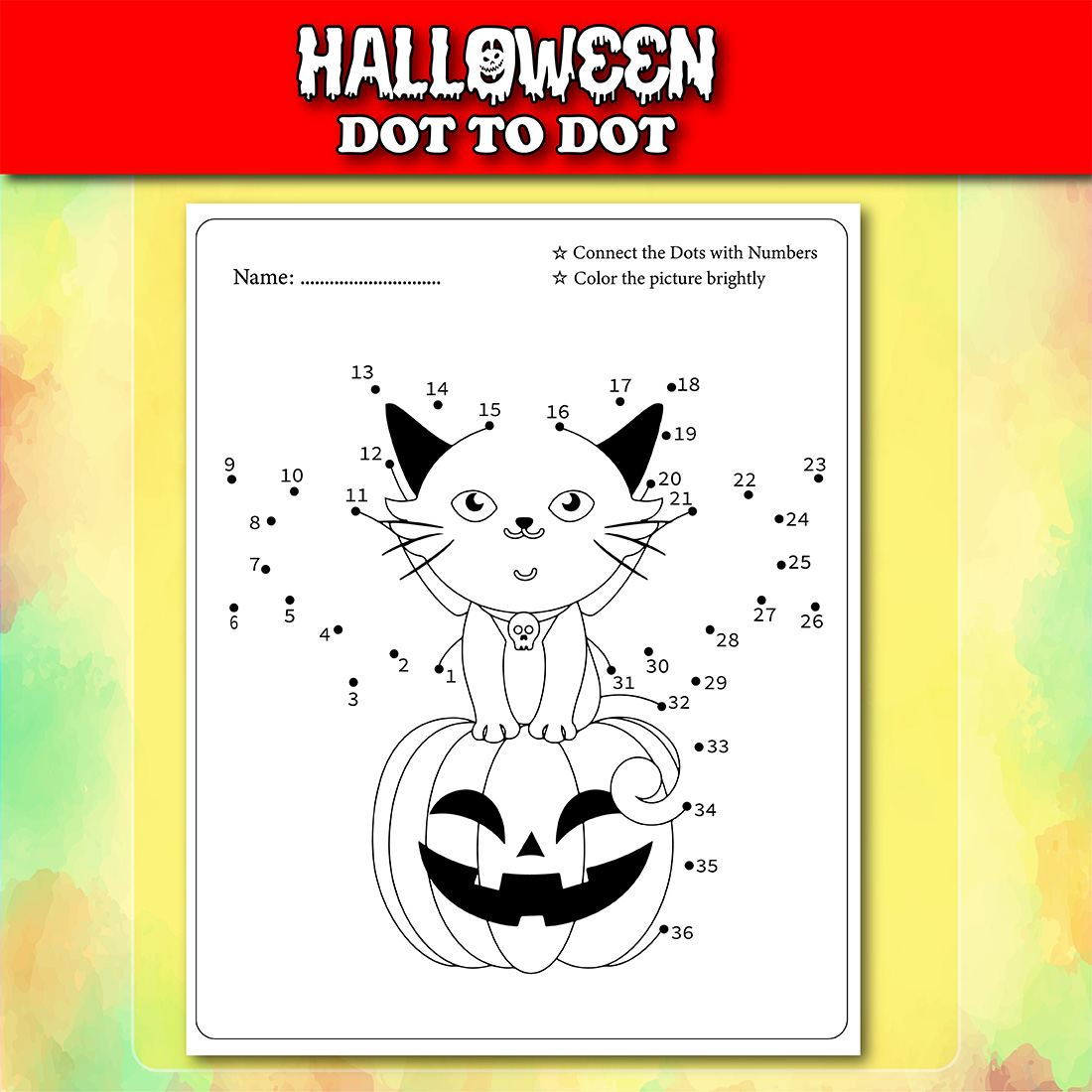 Halloween Dot To Dot For Kids Preview Image.