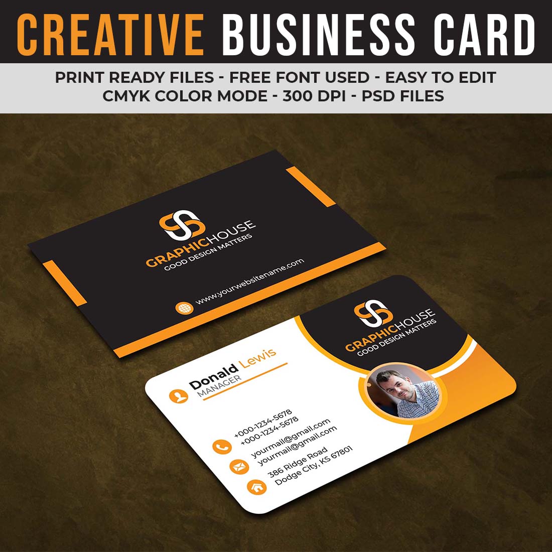 Creative Professional Business Card Template Preview Image.