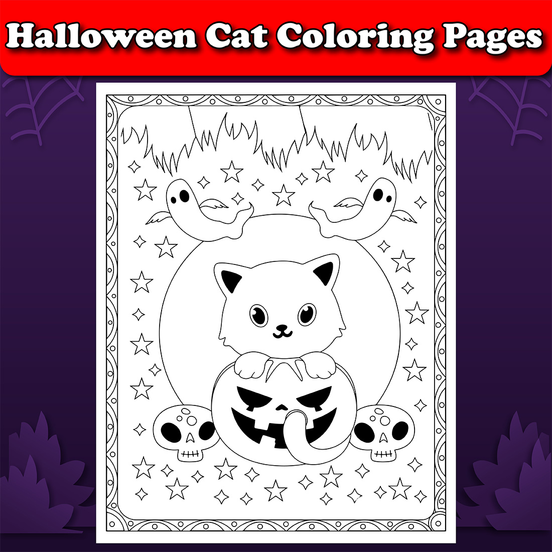 Cute Halloween Cat Coloring Pages 2025 Cute Halloween Cat Coloring Pages 2025