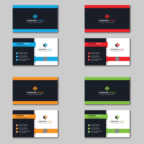 preview image 4 Colors Corporate Minimal Creative Business Card Design Template