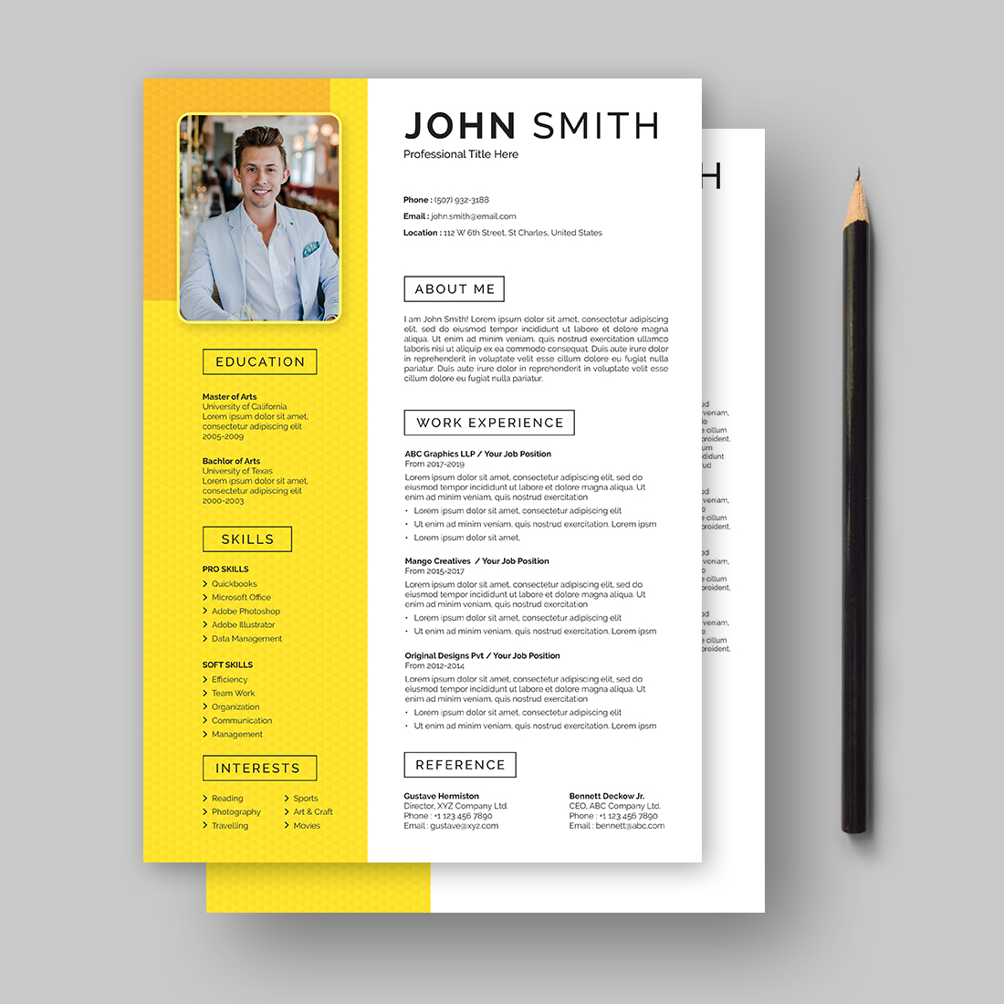Resume & CV Template yellow.