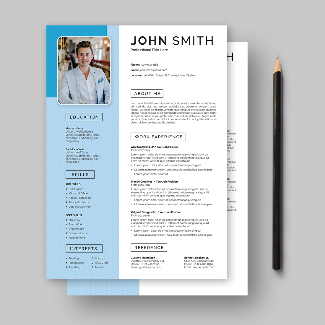 Resume & CV Template blue.