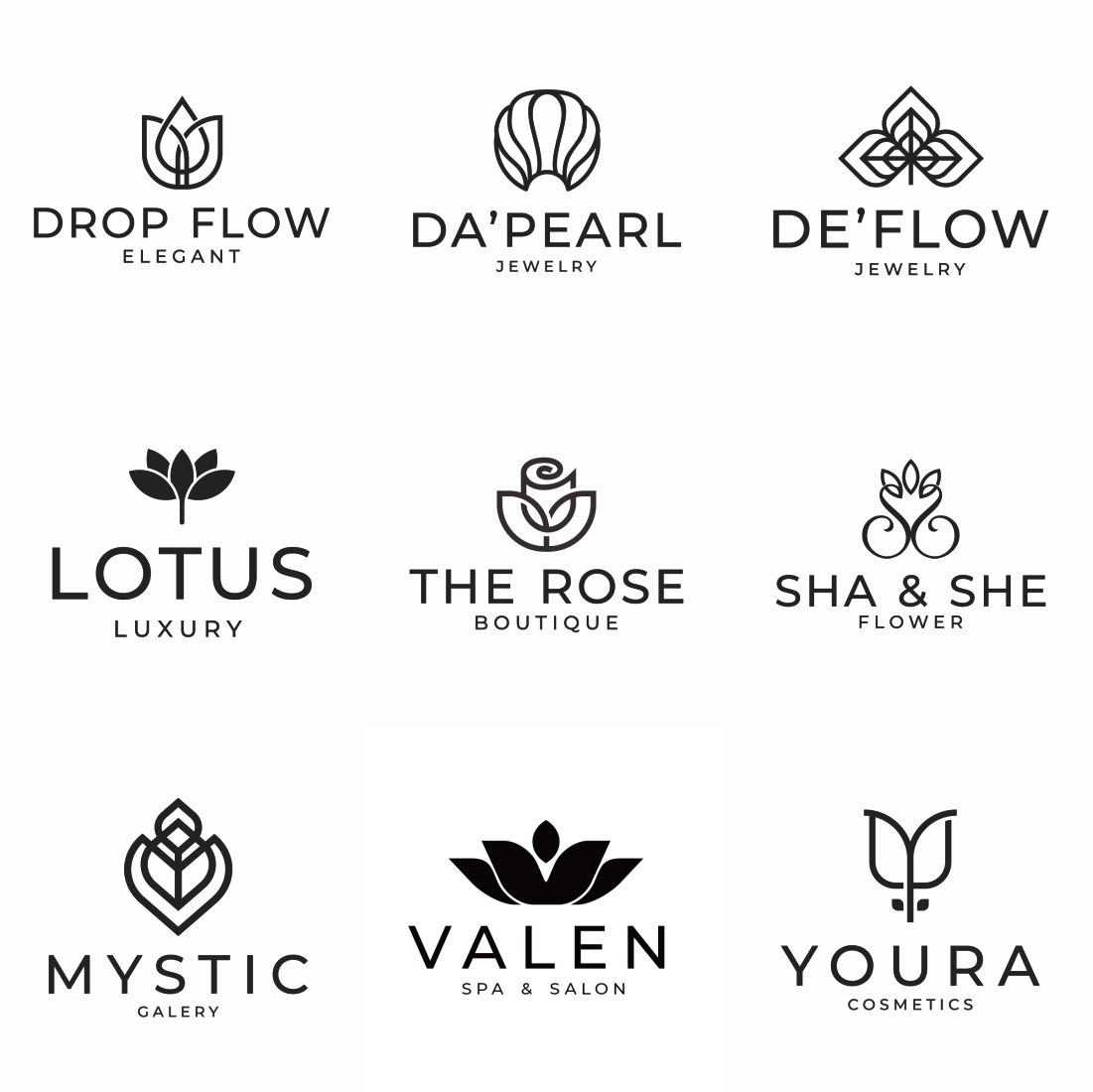 22 Minimal Floral Logo Beauty Or Health Bundle Nine Logos Example.
