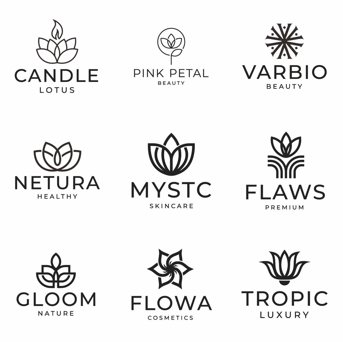 22 Minimal Floral Logo Beauty Or Health Bundle Logos Example.