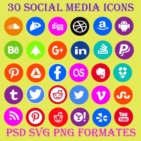 preview Round Social Media Icons.