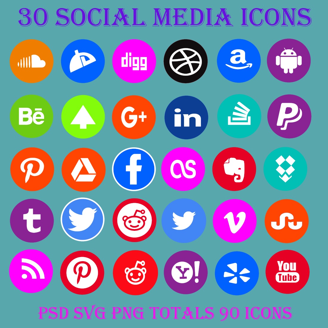 Round Social Media Icons cover images.