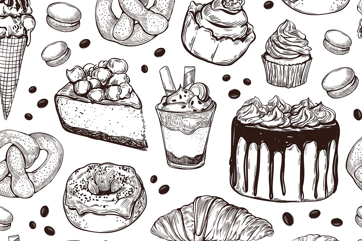 Food illustration in doodle sketch style.
