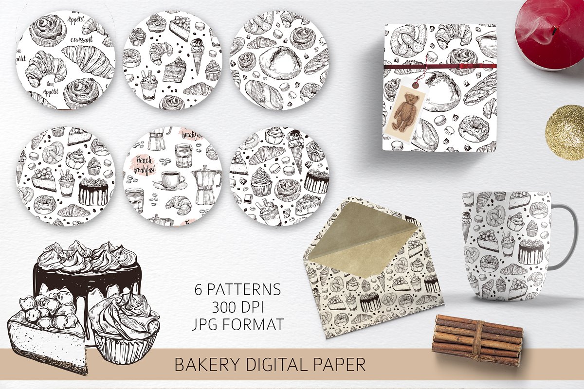 Bakery digital patterns.