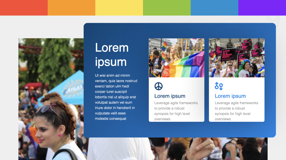 LGBT photo on a background with extra blue block with image.
