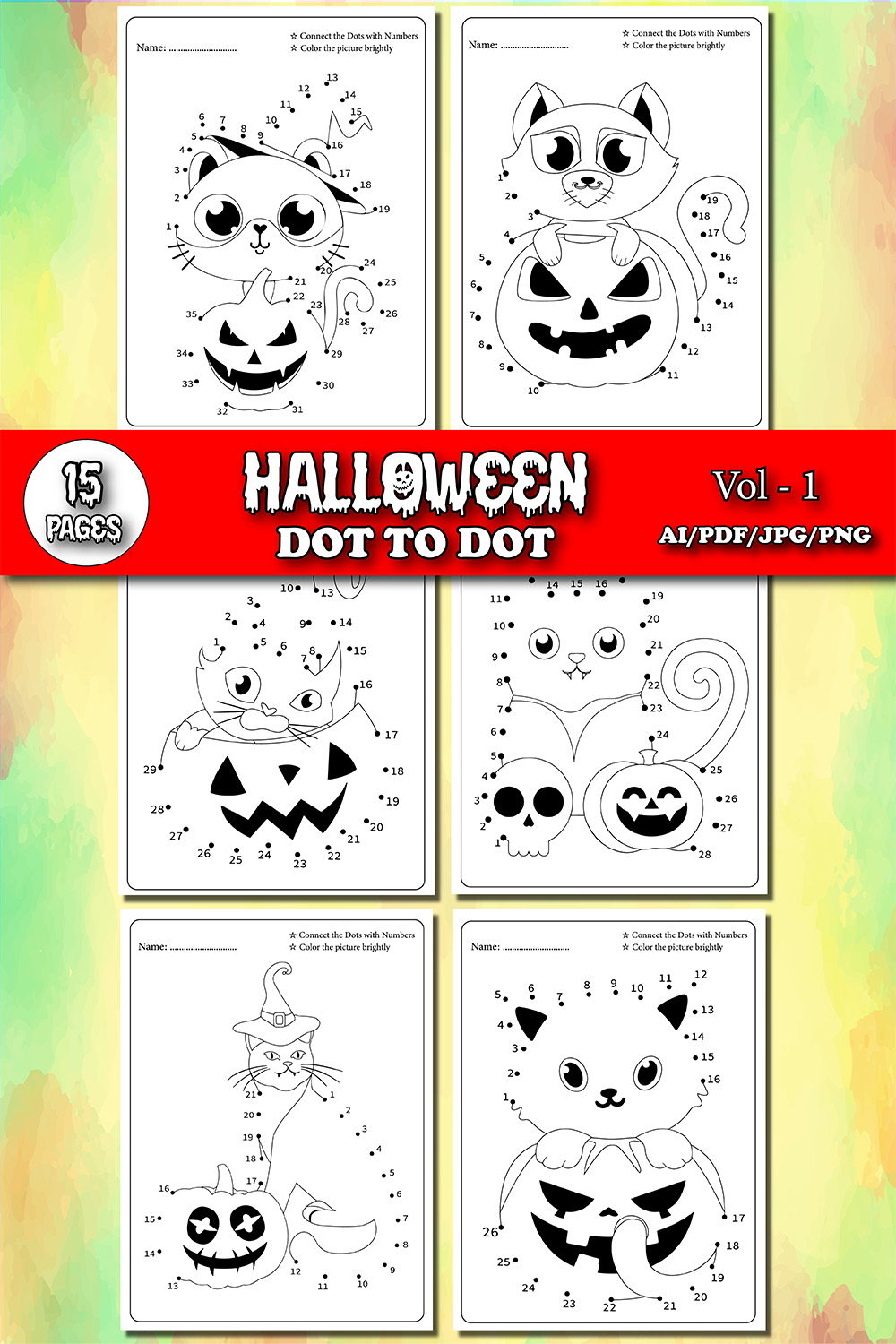 Halloween Dot To Dot For Kids Pinterest Image.