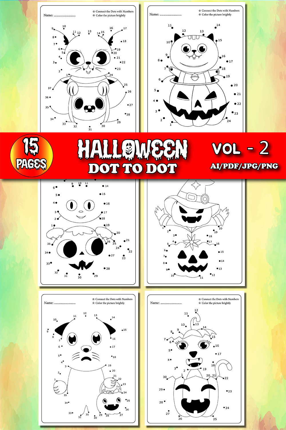 Halloween Dot To Dot For Kids Vol2 Pinterest Image.