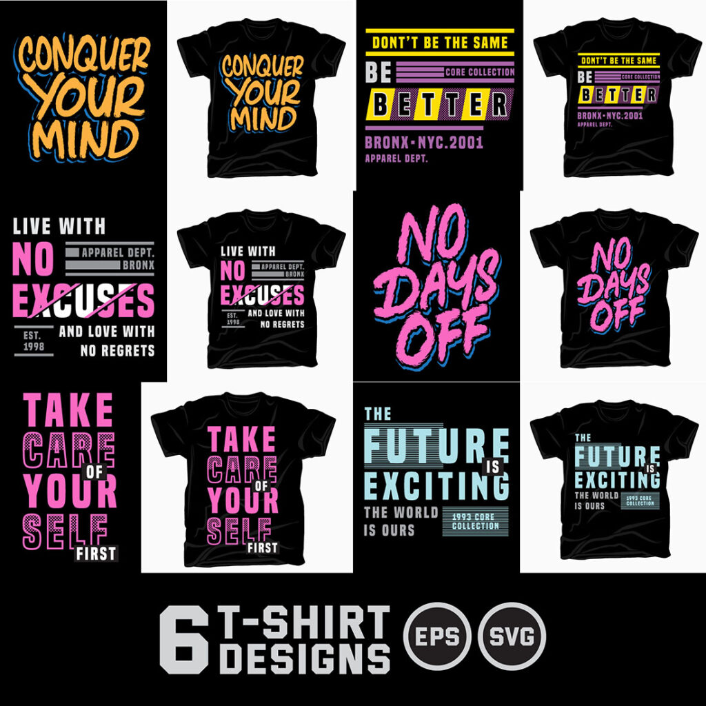 Modern Typography T Shirt Design 6 Designs Masterbundles