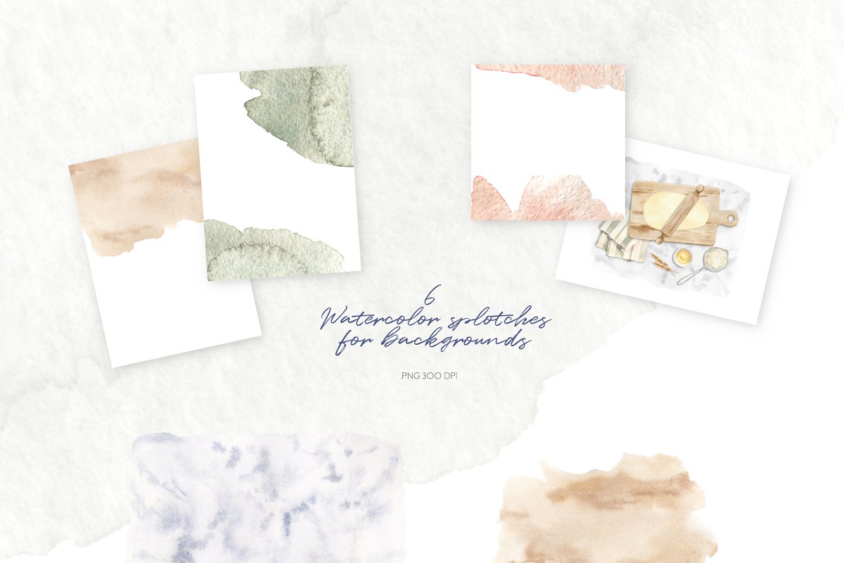 6 watercolor splotches for backgrounds.