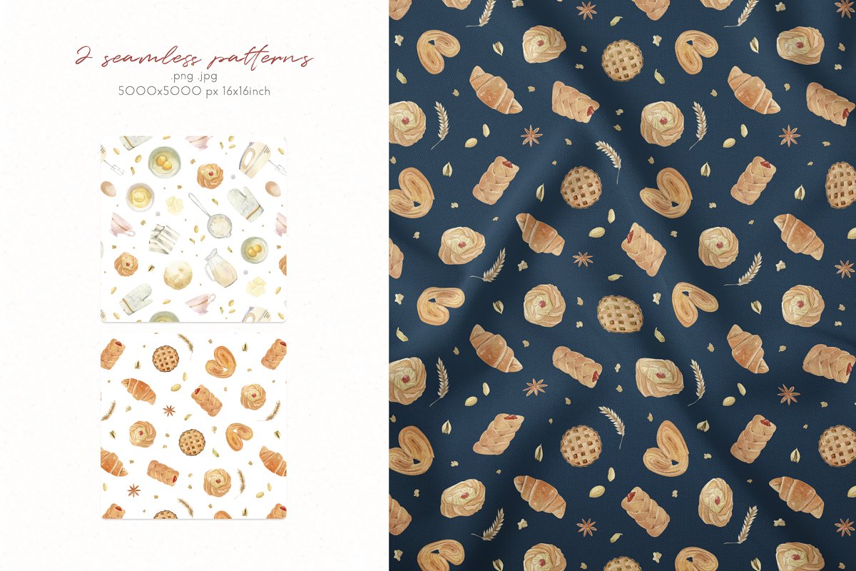 This set includes 2 seamless patterns.