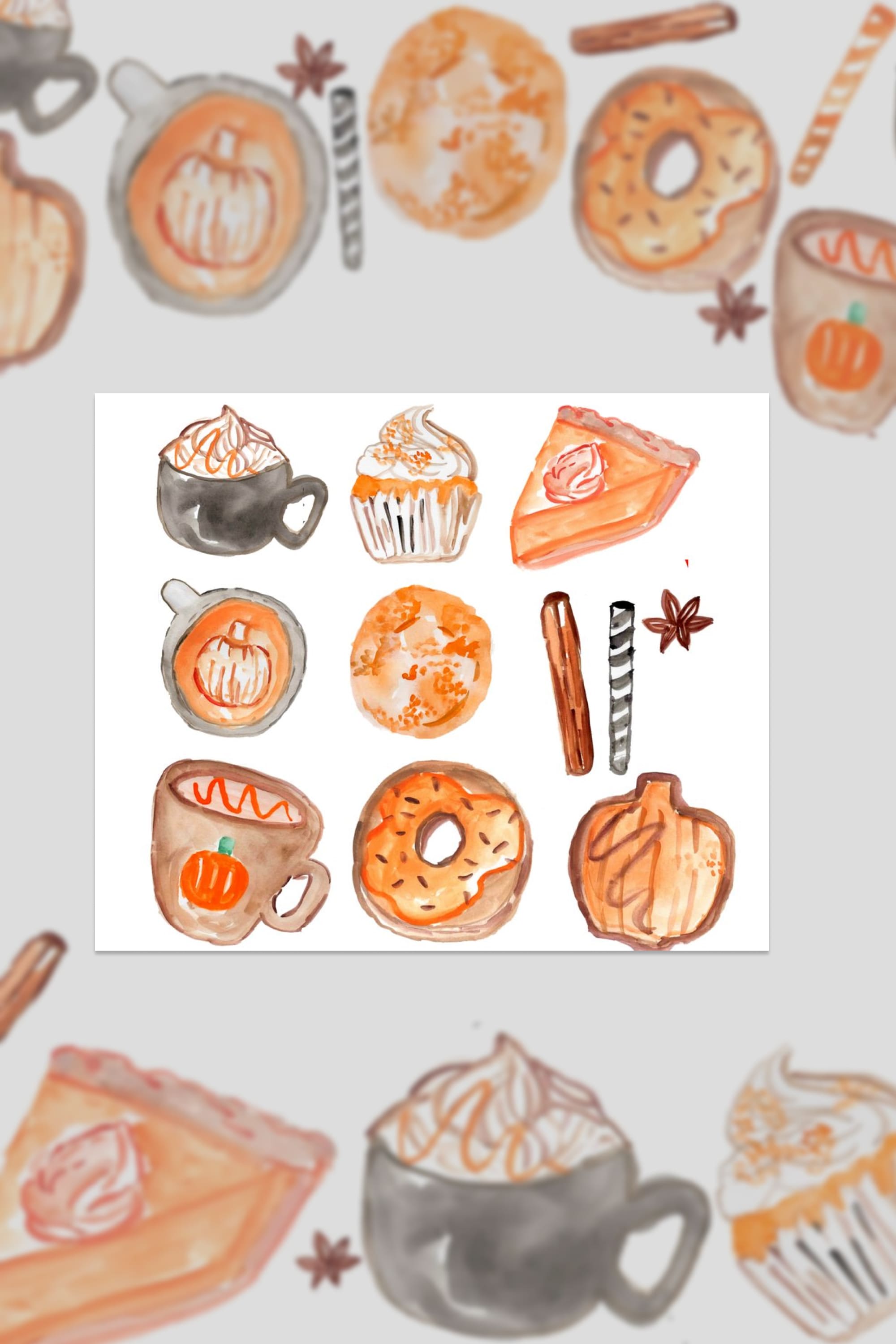 pumpkin spice watercolor clip art pinterest 2