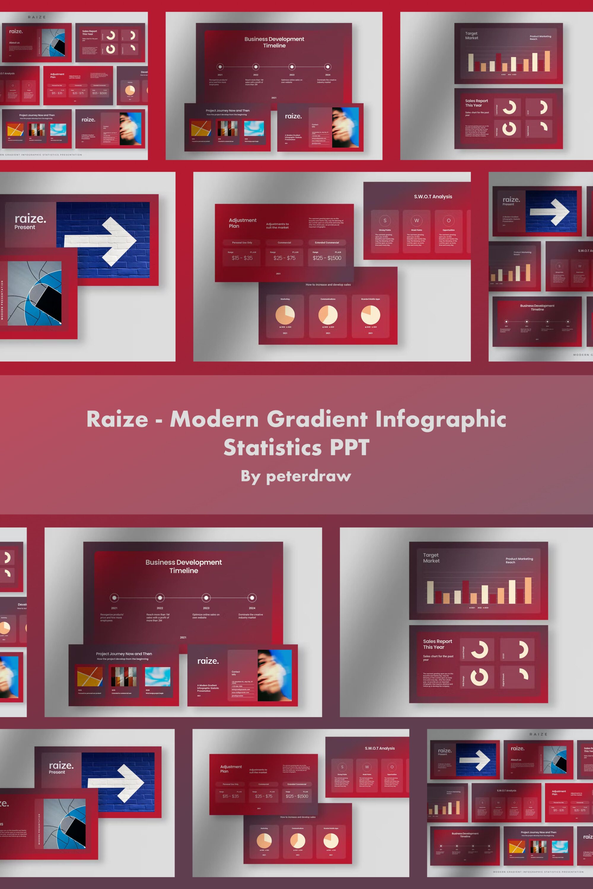 raize modern gradient infographic statistics ppt 03