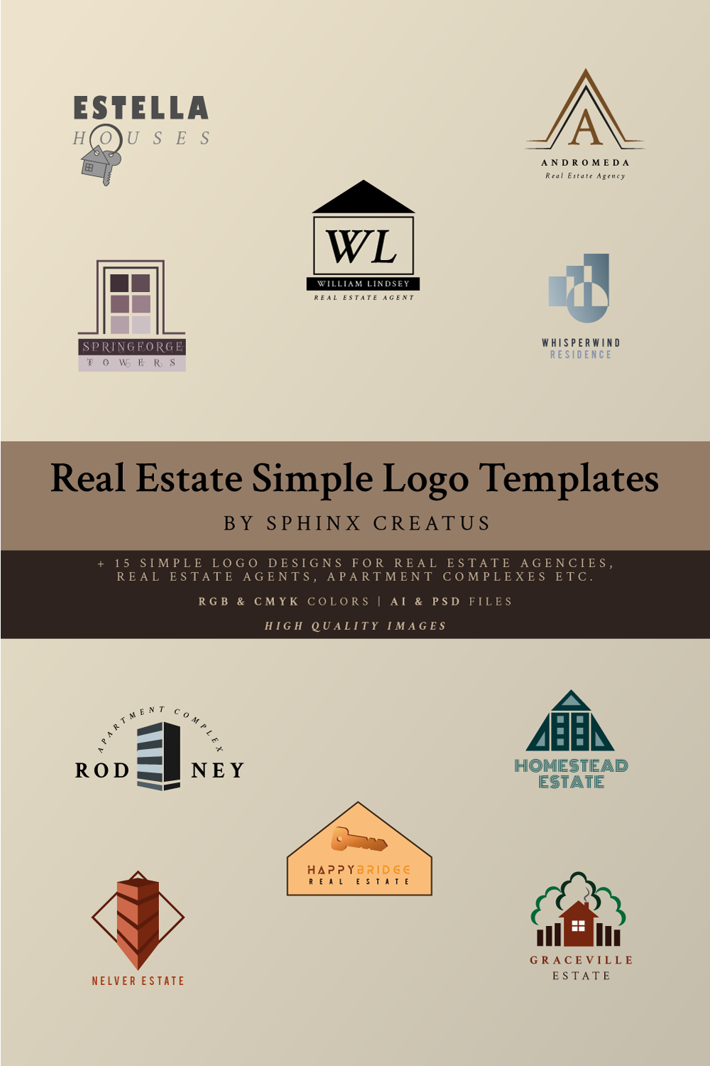 Real Estate Simple Logo Templates Pinterest Image.